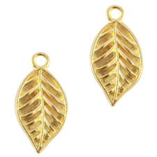 Metalen bedel blad Goud 20x11mm